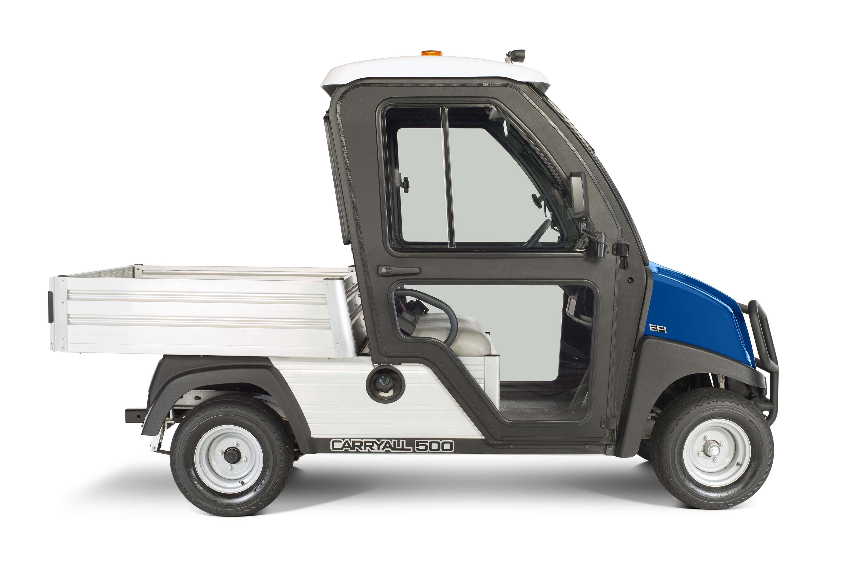 The new cab features ROPS certification, seat belts, a plug-and-play wiring system, and door locks that match the ignition system.