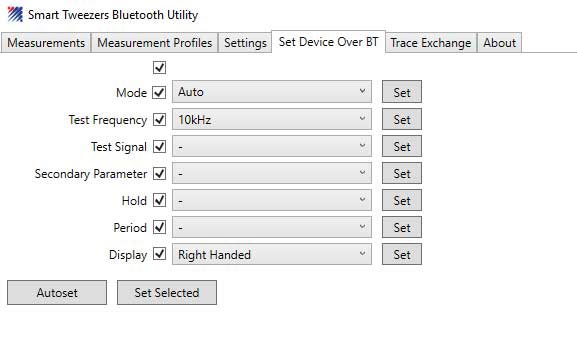 Setting Test Parameters Via Bluetooth