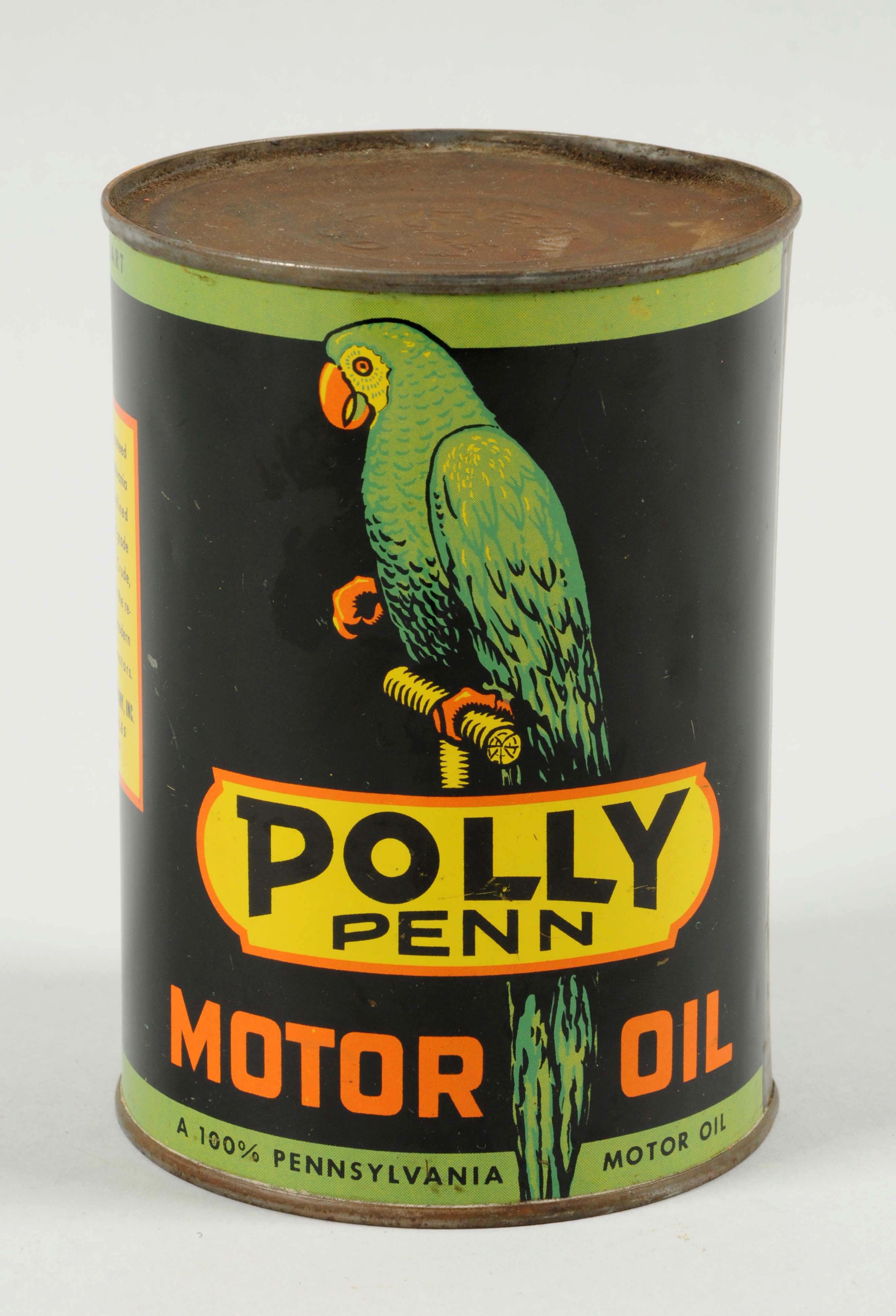 Polly Penn Motor Oil w/ Parrot Logo Quart Can, Estimated at $2,000-4,000.