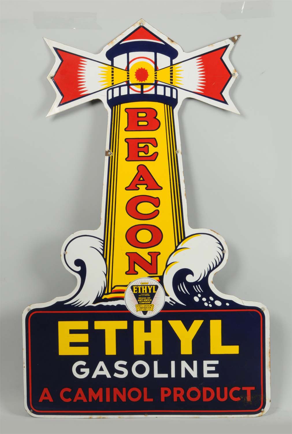 Beacon Ethyl Gasoline Lighthouse Porcelain Sign, Estimated at $50,000-80,000.
