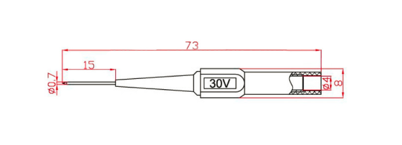 Drawing of Extra Fine Pin Probe for Kelvin Probe Connector