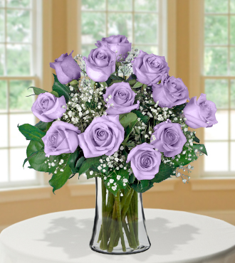 12 Lavender Long-Stem Roses