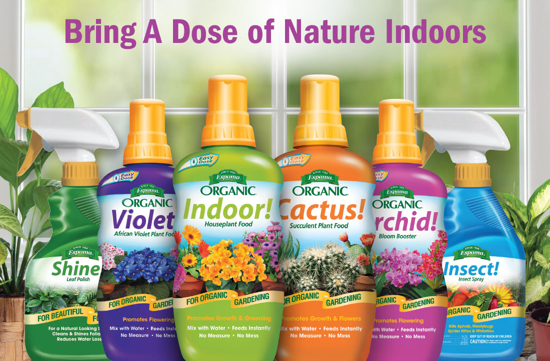 It’s easy to garden organically indoors 365 days a year with The Espoma Company’s new line of liquid indoor plant foods.