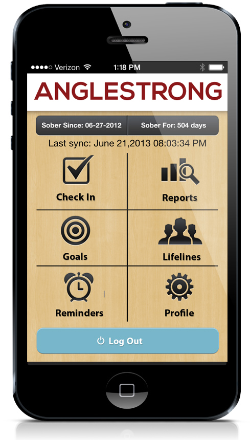 As a service, ANGLESTRONG is designed to help the user be accountable and keep them on the path of recovery.