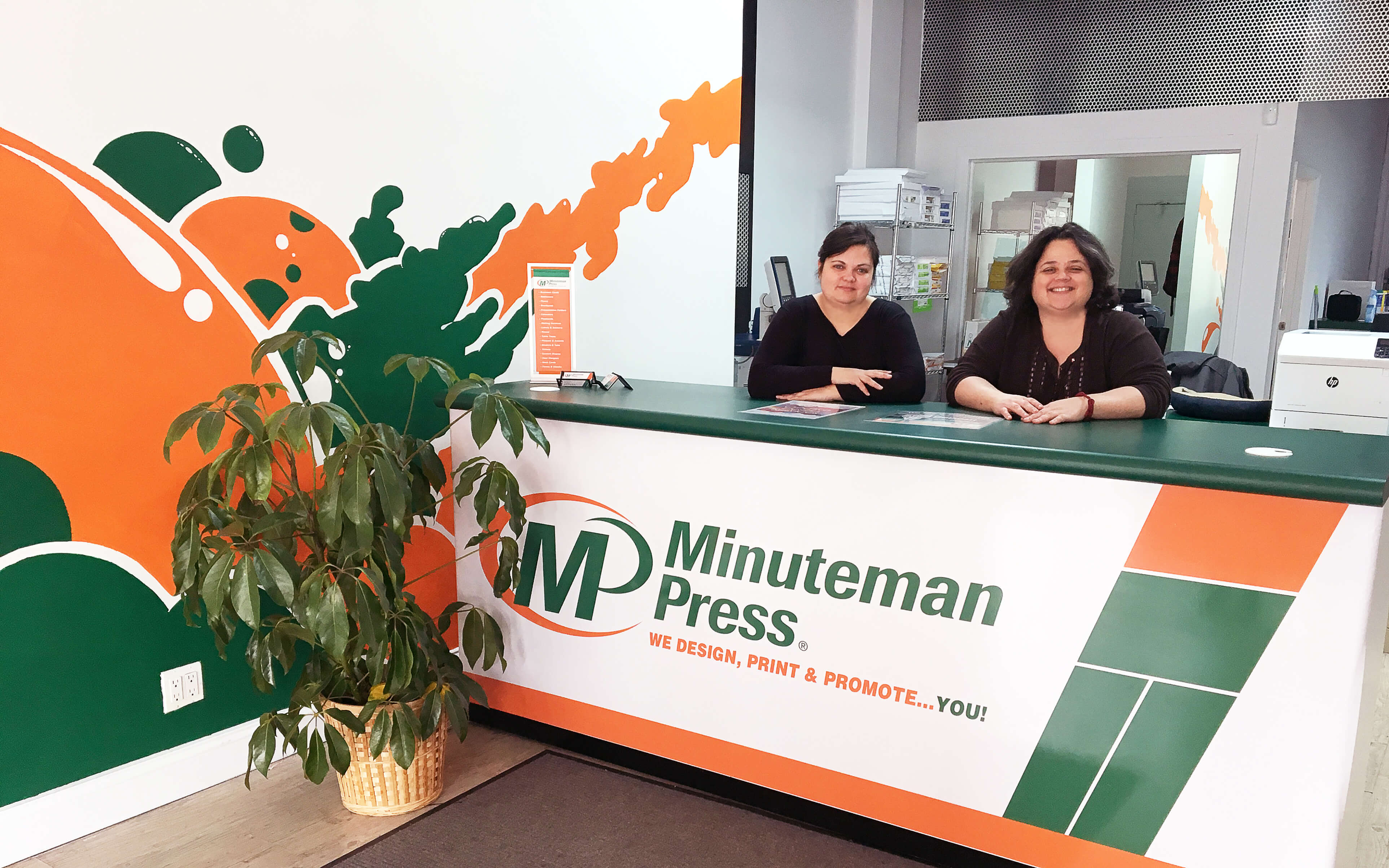 Astoria natives Tracey Pomponio-Lasko (left) and Linda Pomponio (right) run the new Minuteman Press design, marketing, and printing business located at 31-16 36th Avenue in Astoria, Queens, NY