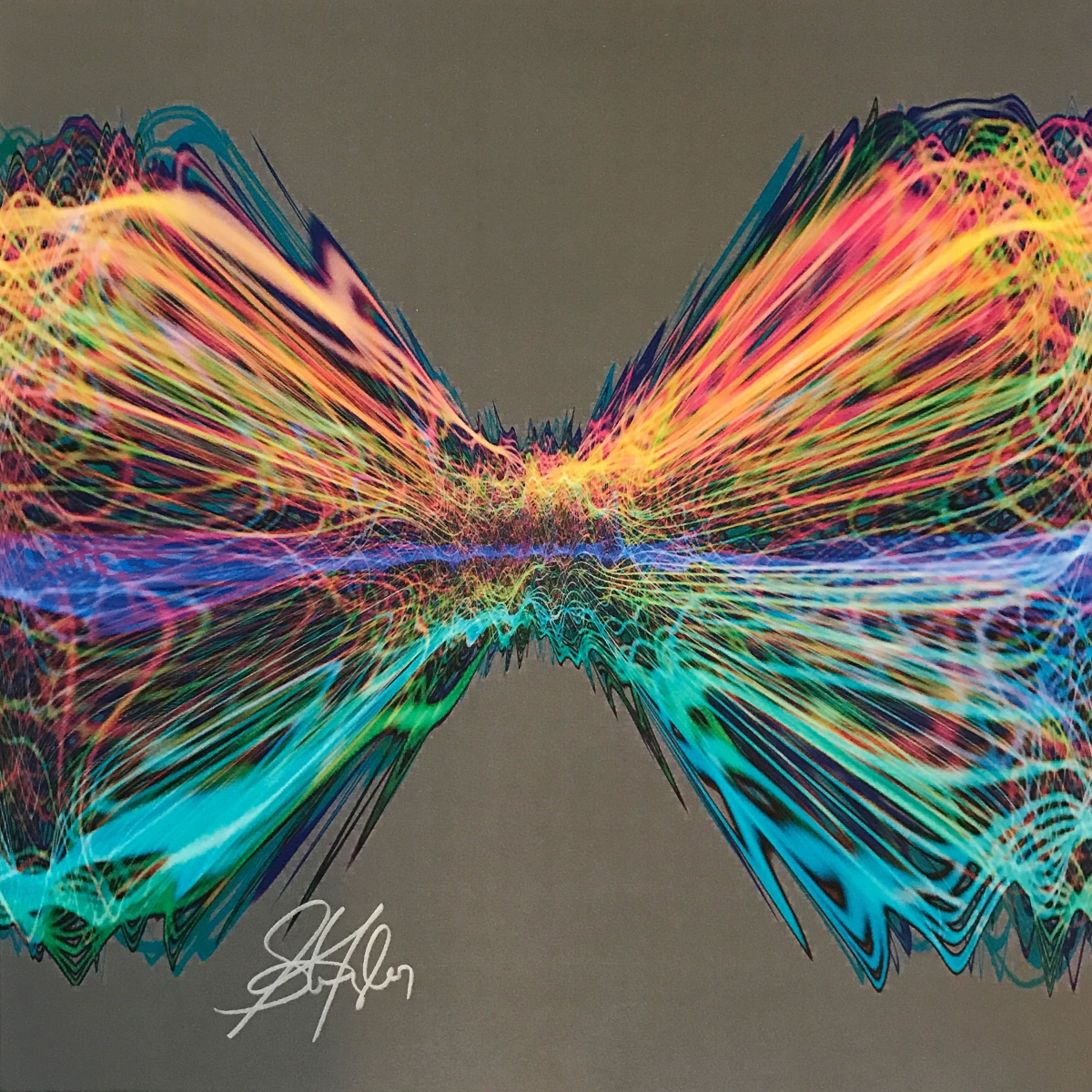 Steven Tyler signs Soundwaves Art Foundation limited editon artwork to benefit Janie's Fund.