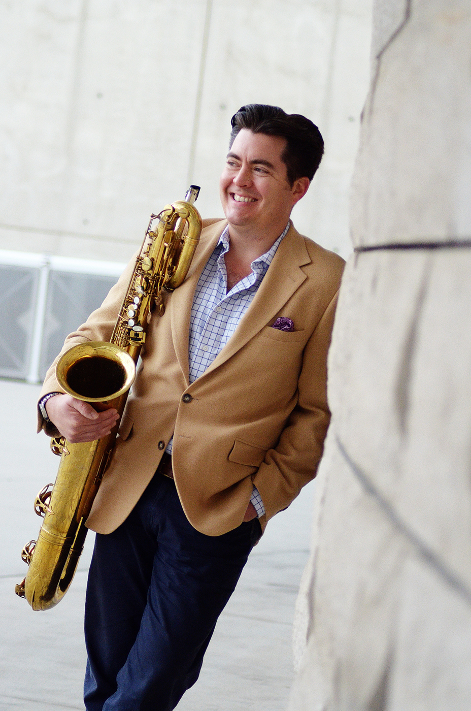 Baritone saxophonist Aaron Lington, who co-leads the Bicoastal Collective. (Photo by Tracy Cavano.)