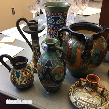 Selection of Gouda pottery to be offered at WVIZ/PBS televised auction.