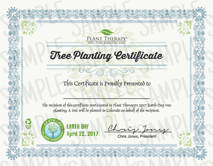 Plant Therapy Earth Day Tree Planting Certificate