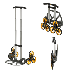 A collapsible hand truck pictured with collapsible views.