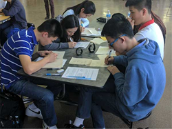 Lexington Christian Academy's Math Team collaborate during team round
