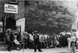 Guests lined up for a hot meal in 1982 when Eva’s Kitchen was housed in the basement of a convent at St. John’s Cathedral in Paterson, NJ.
