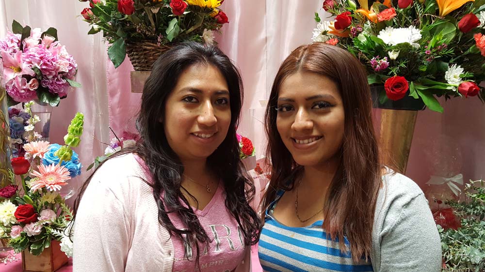 Elizabeth Cazares (left) and Miriam Cazares (right) millennial owners of Cazares Flowers #112 at California Flower Mall
