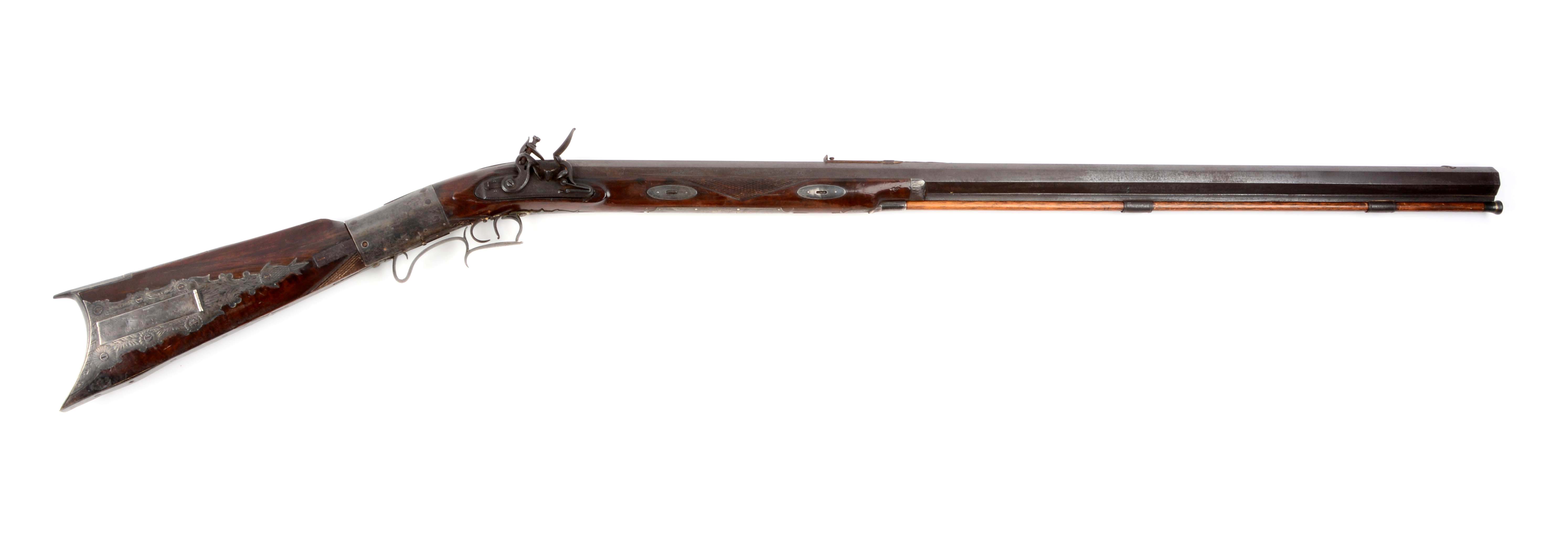 R. Bowie's Silver-Mounted Flintlock Rifle, estimated at $40,000-70,000.