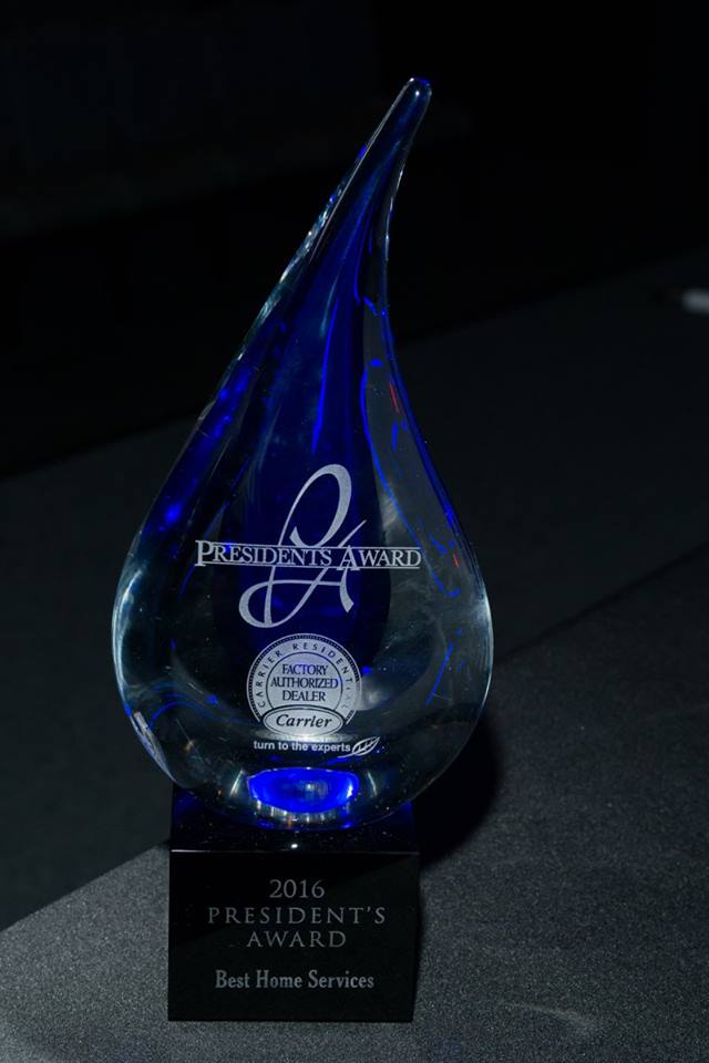 Best Home Services is awarded the Carrier President's Award for the sixth consecutive year.