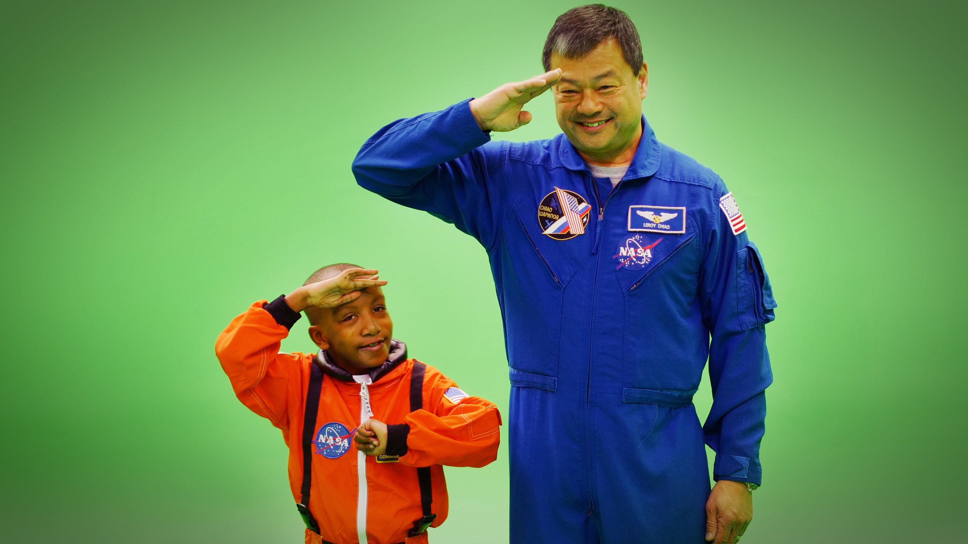 Zayden Wright and Commander LeRoy Chiao