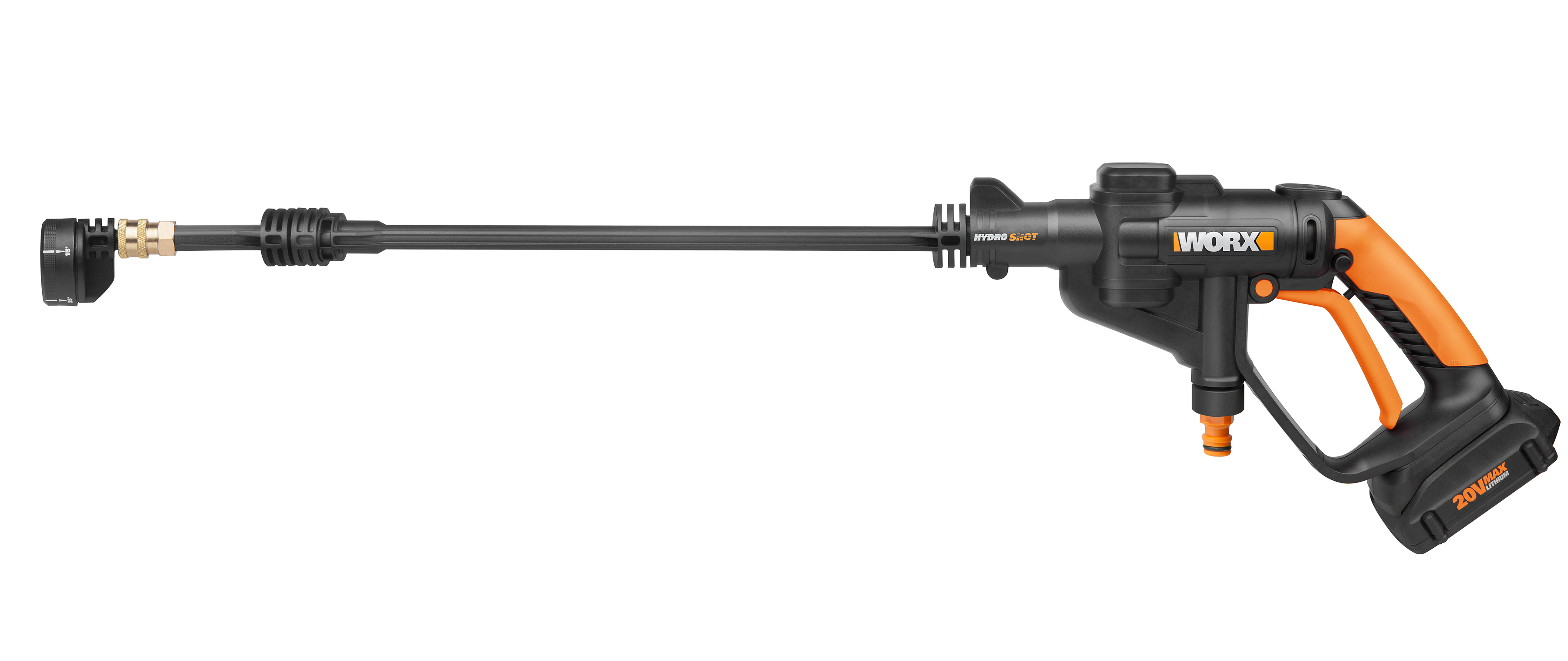 WORX Hydroshot with extension wand to improve accuracy, reach and control.