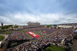A record crowd of approximately 50,000 packed Liberty University's Williams Stadium for the university's 44th Commencement, featuring President Donald Trump.