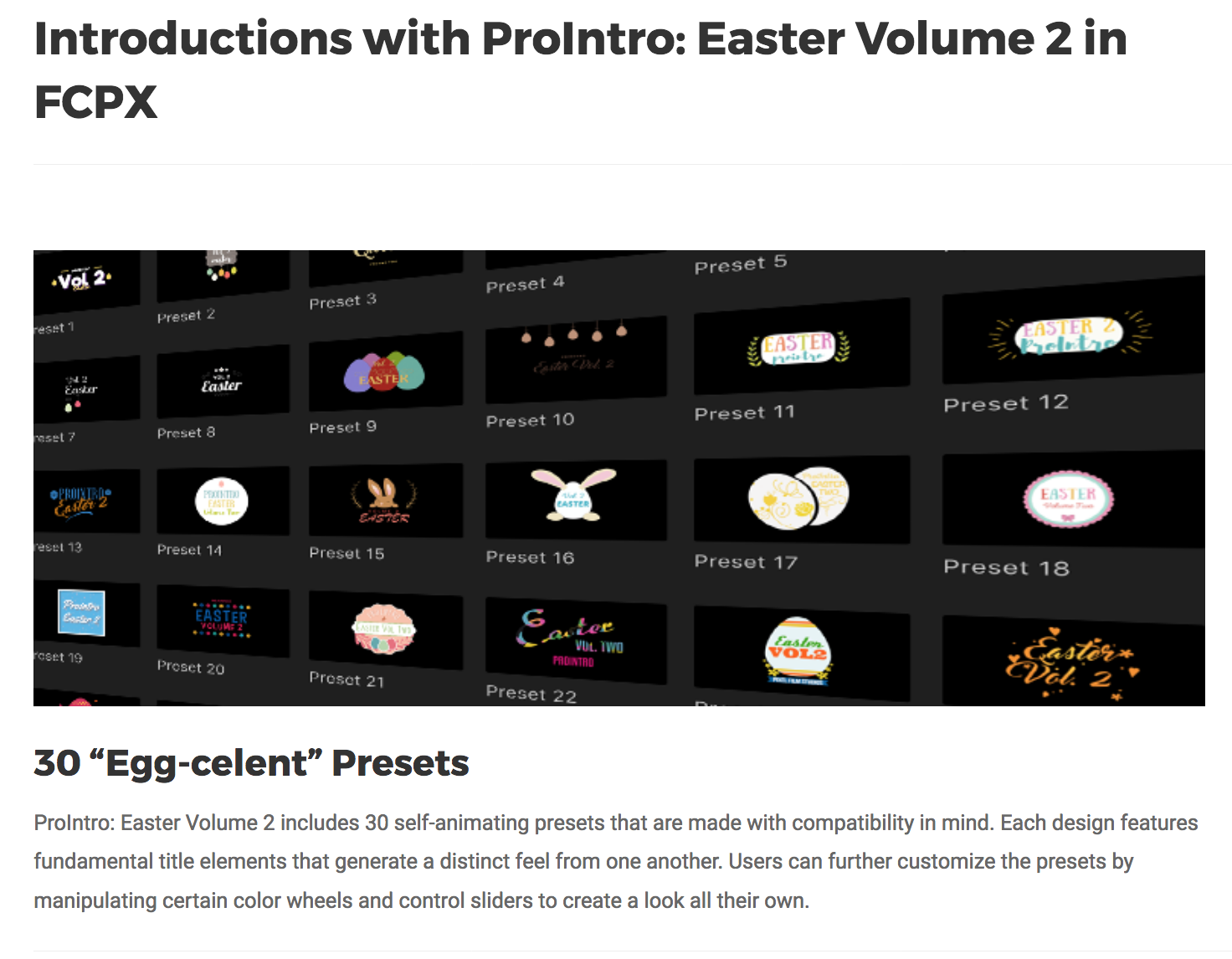 Pixel Film Studios Effects - ProIntro Easter Volume 2 - FCPX