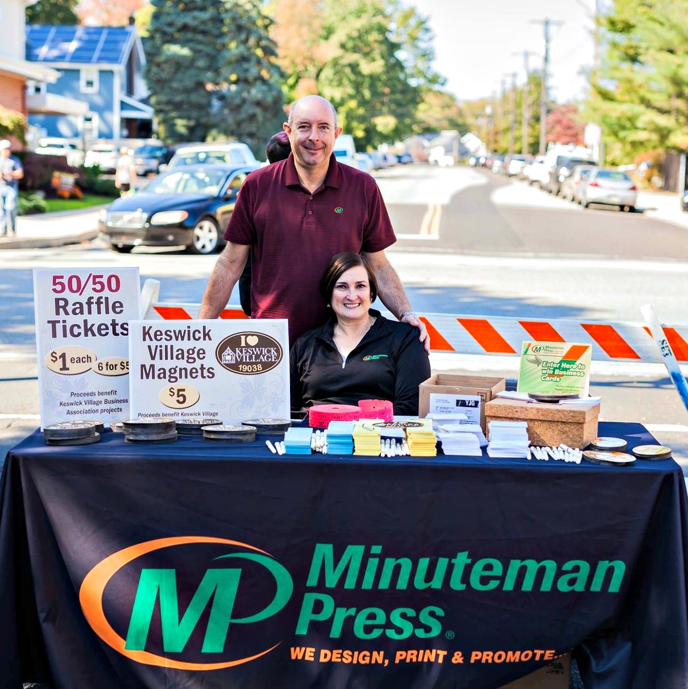 Charlie and Lyn Church say hello to neighbors and market their business at the Keswick Village Festival.