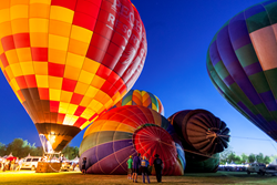 hot air balloons create the evening balloon glow
