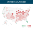 Unpredictability Index Heatpmap of Major U.S. Cities