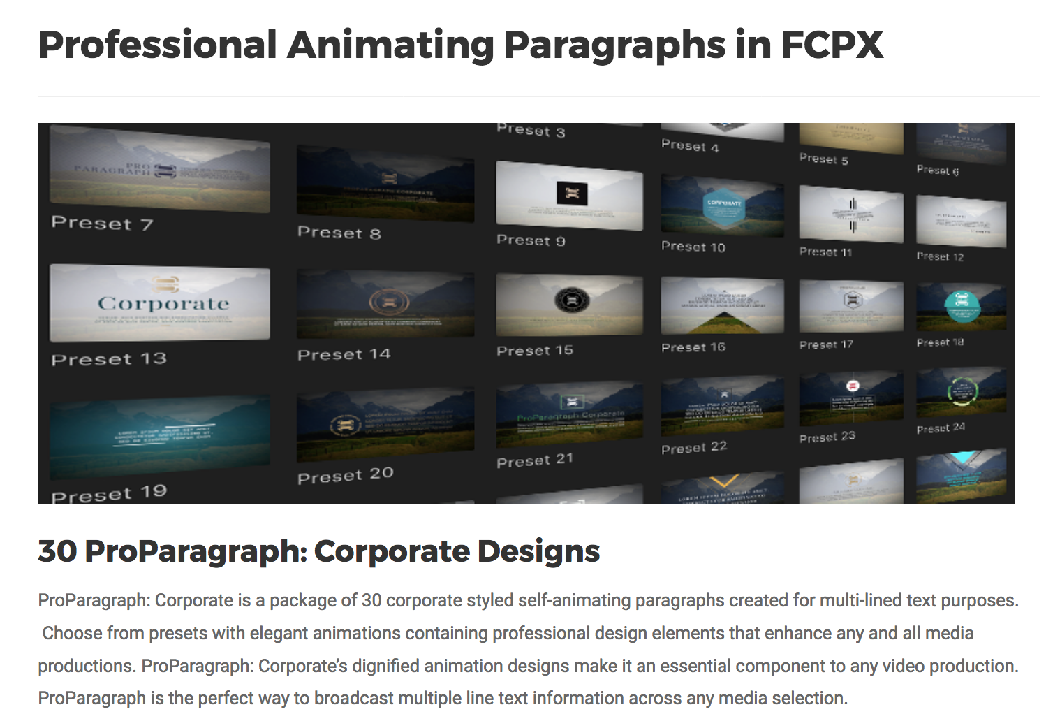 ProParagraph Corporate - Pixel Film Studios - FCPX Effects