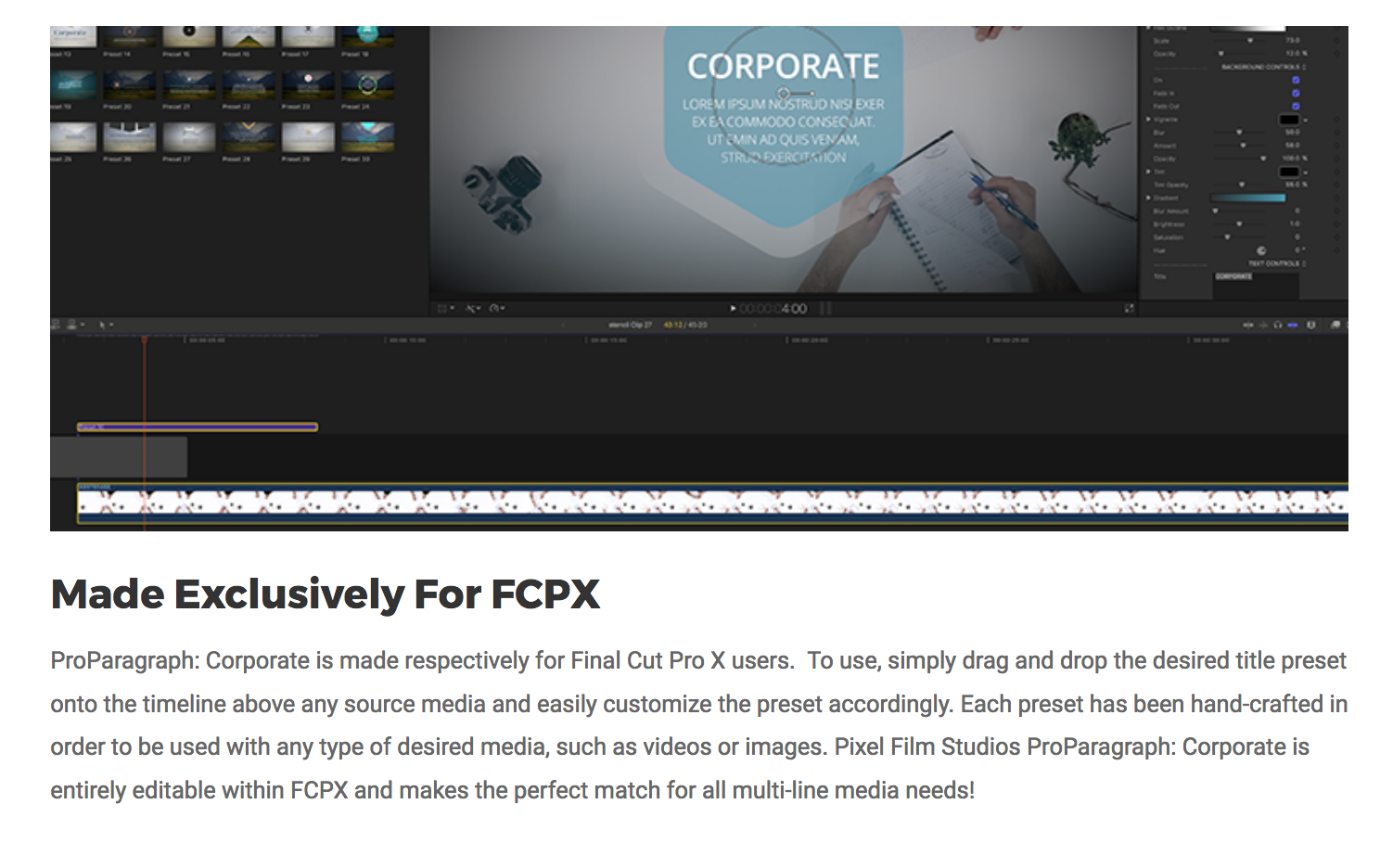 ProParagraph Corporate - Pixel Film Studios - FCPX Effects
