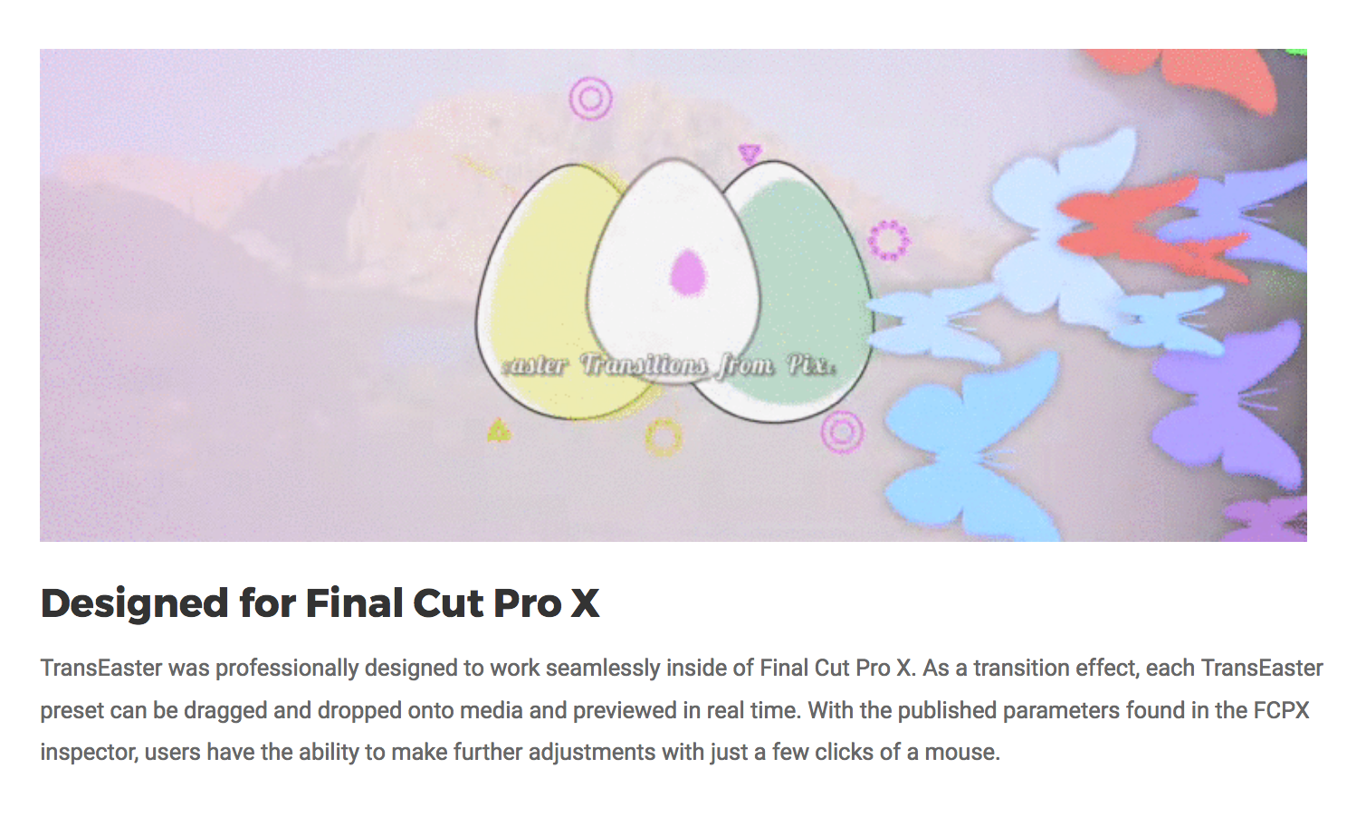 TransEaster - Pixel Film Effetcs - Final Cut Plugins