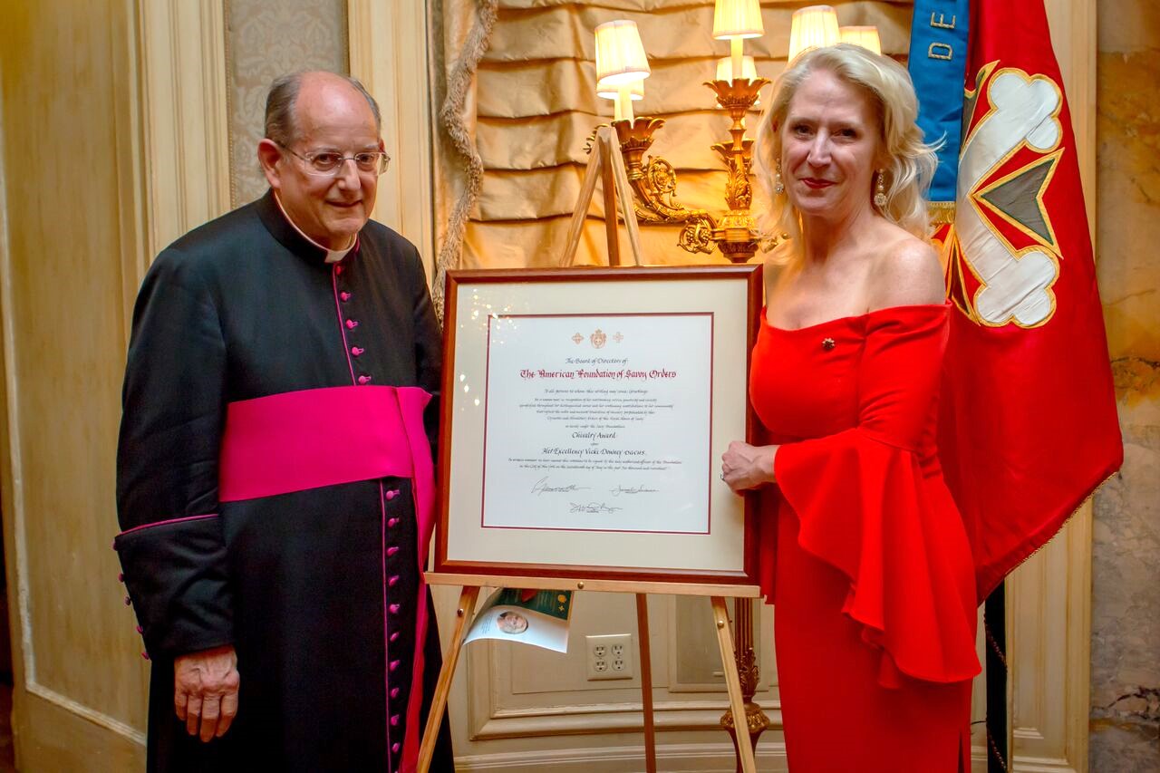 Benefactor Rev. Monsignor Joseph Ambrosio with Honoree Her Excellency Vicki Downey, DGCHS