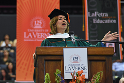 Maria Contreras-Sweet speaks at the University of La Verne's 2017 Commencement