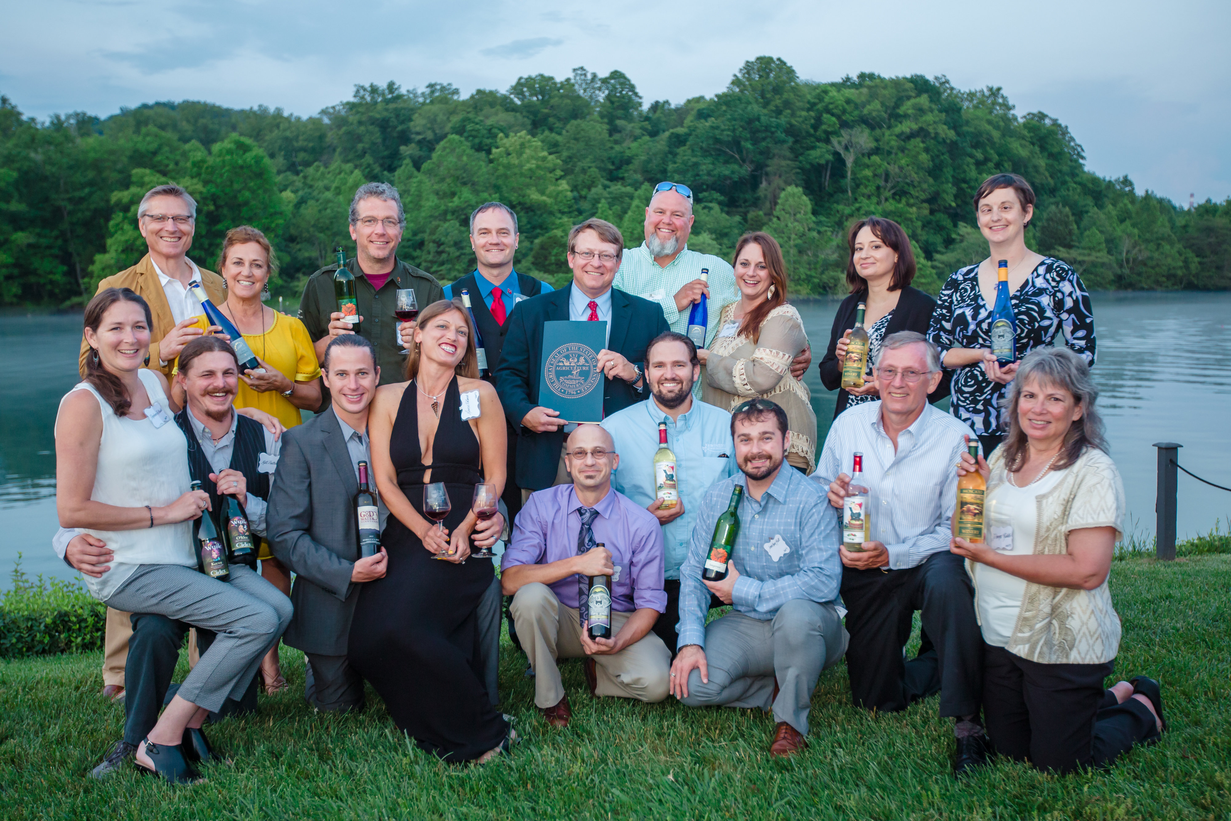 Tennessee Commissioner of Agriculture Jai Templeton, with a group of Tennessee winemakers on May 19 in Oak Ridge.