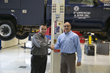 Pictured left to right: Matthew Morgan, principal at Stertil-Koni distributor, Hoffman Services and John Cafro, Equipment Manager at D’Annunzio & Sons, in front of the two-post Freedom