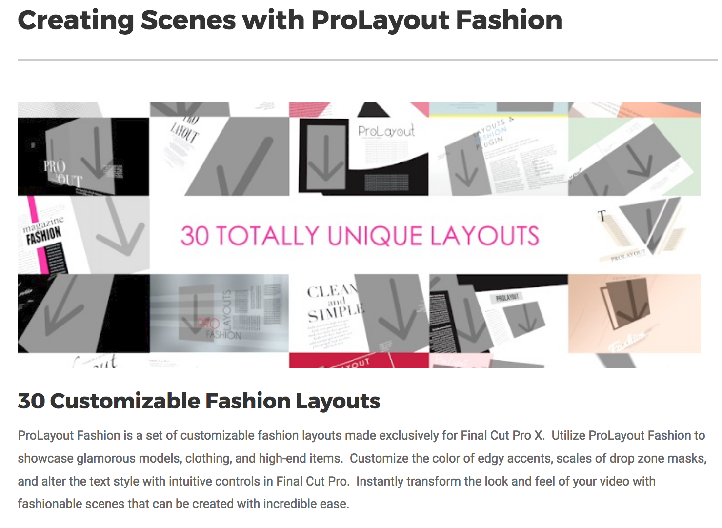 ProLayout Fashion - Pixel Film Effects - FCPX Effects