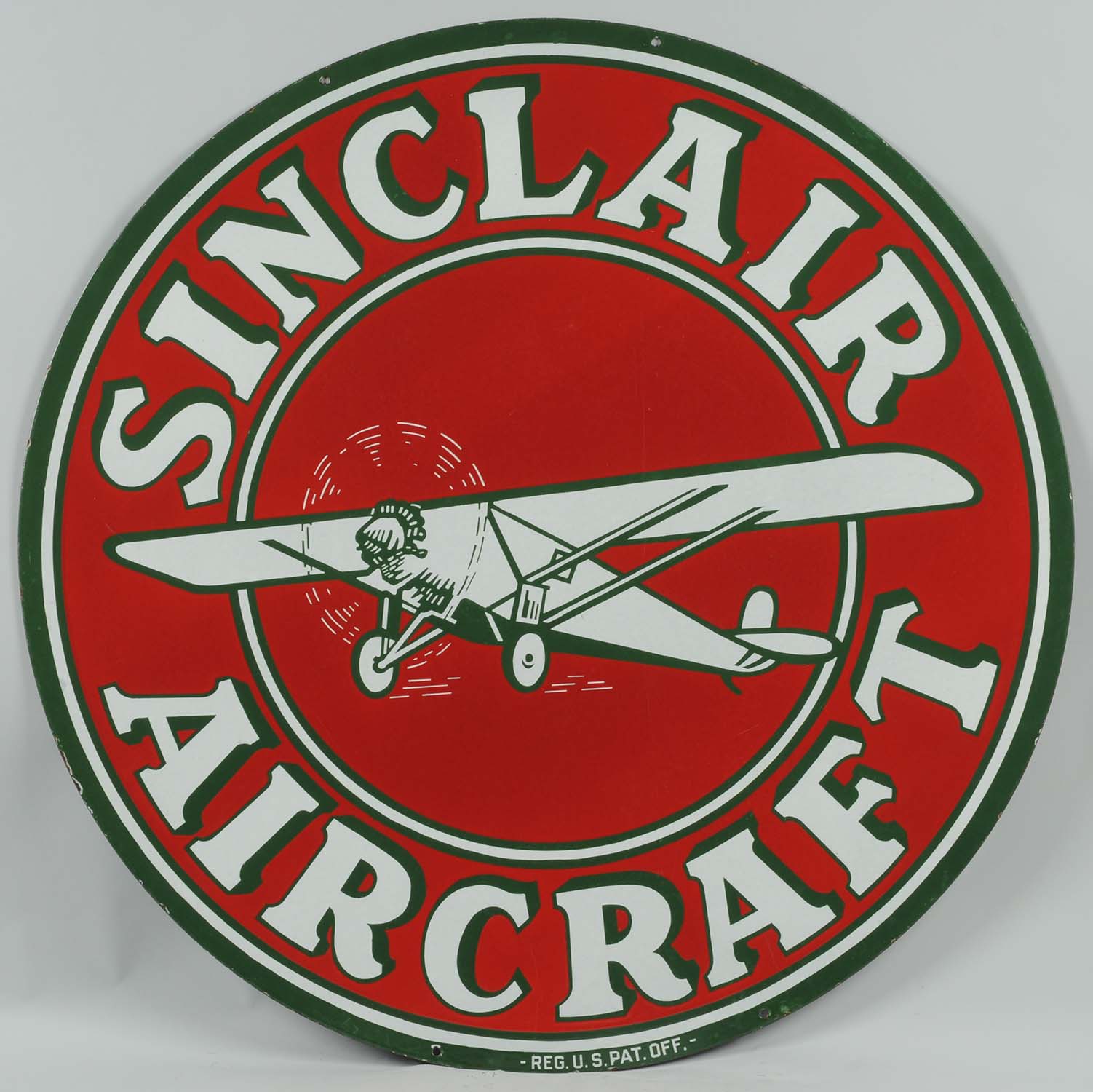 Lot #19, Sinclair Aircraft Porcelain Sign, estimated at $15,000-$20,000.