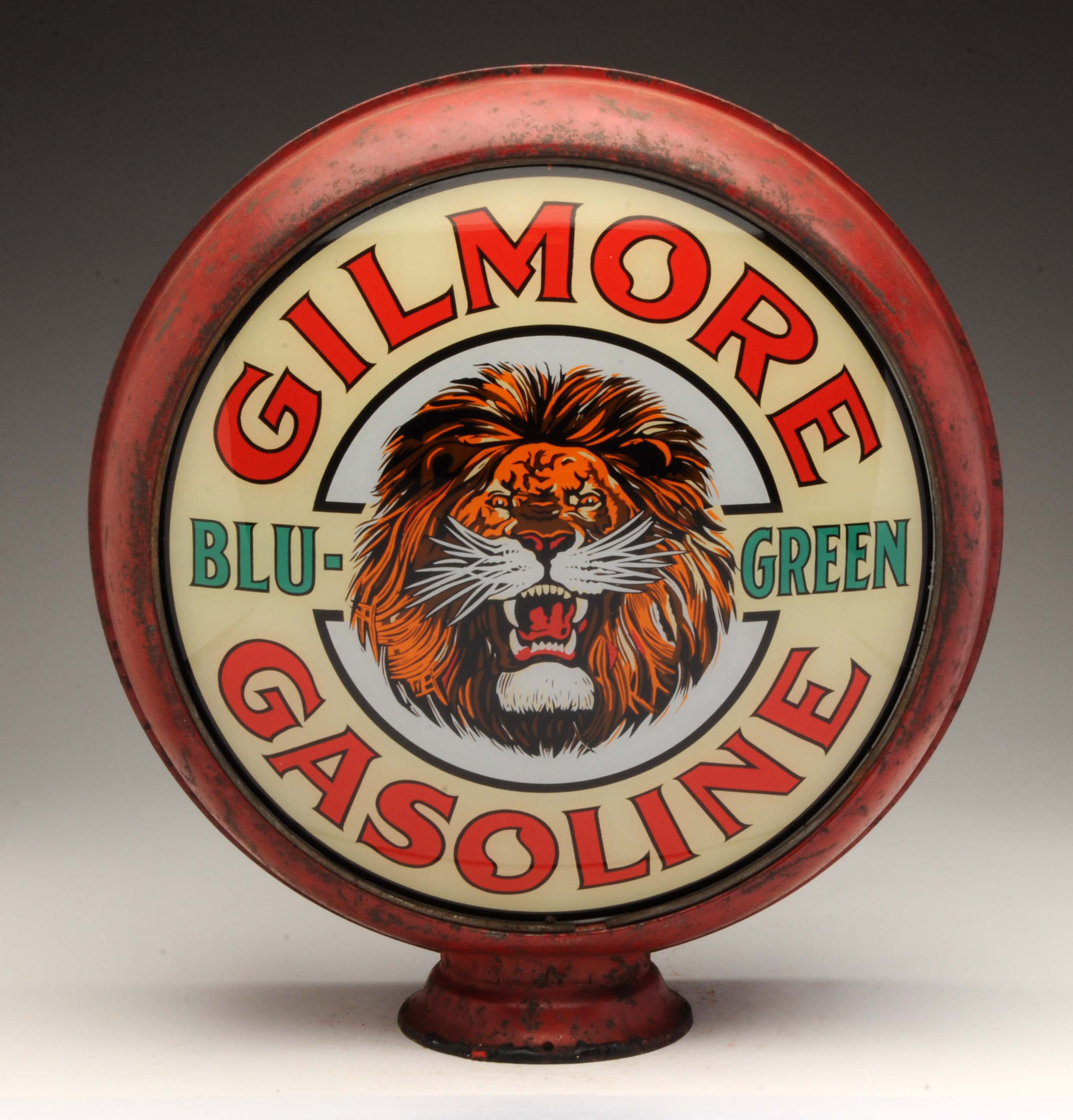 Lot #193	Gilmore Blu-Green Gasoline Single Globe Lens, estimated at $8,000-$12,000.