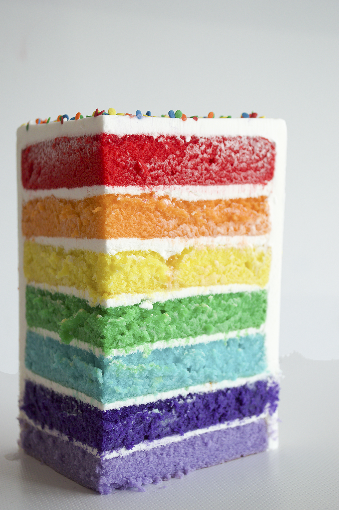 Rainbow Cake slice from Three Brothers Bakery