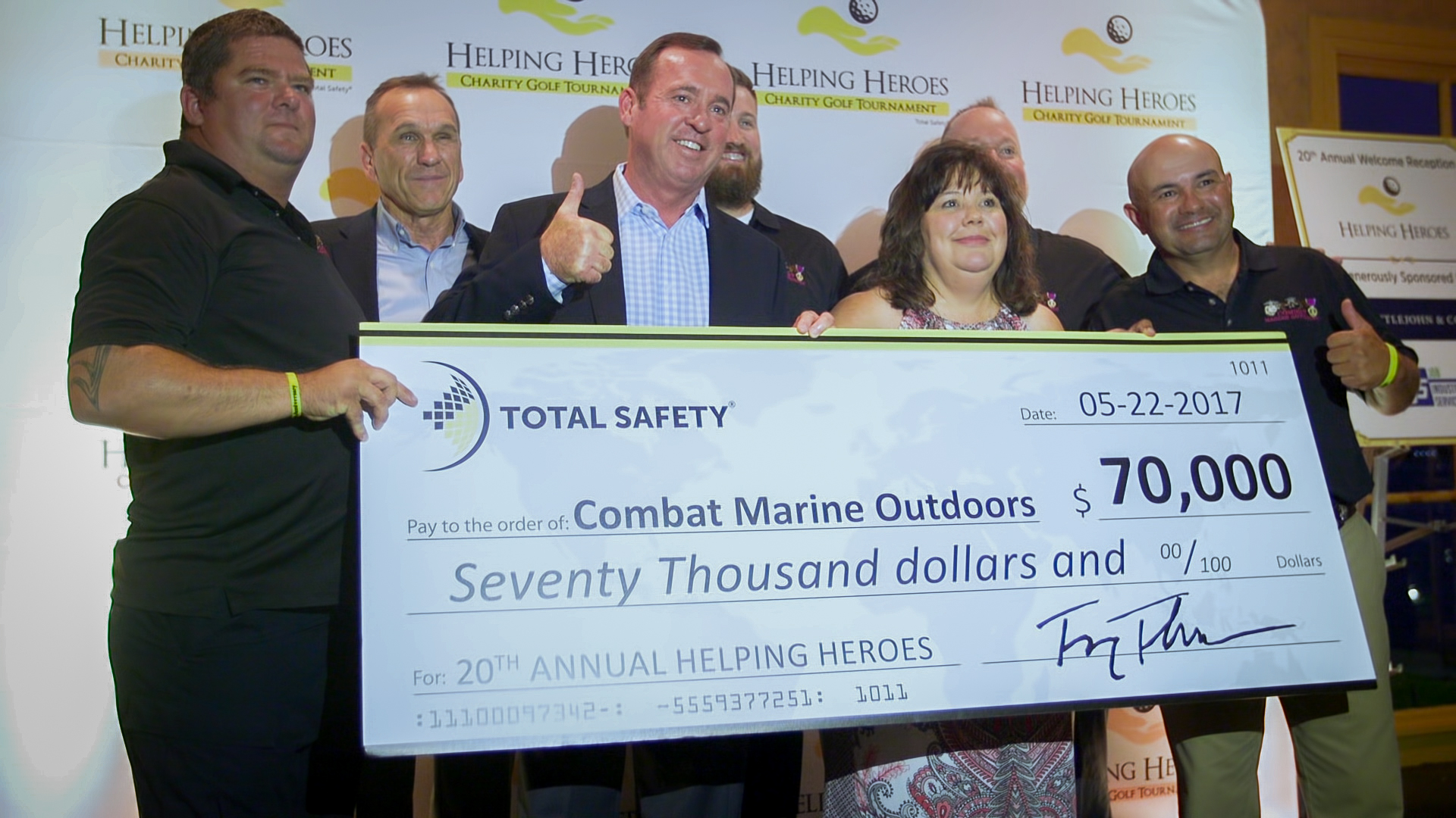 Combat Marine Outdors Receives Check for $70,000