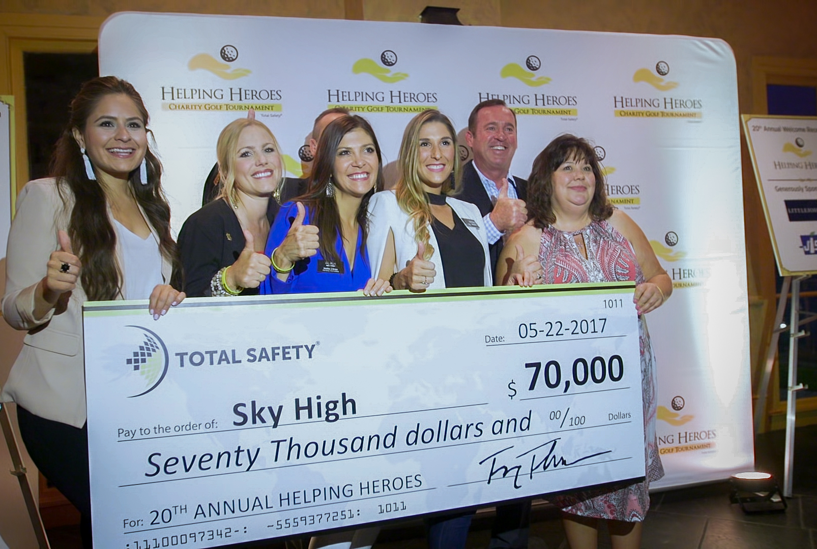 Sky High Receives Check for $70,000