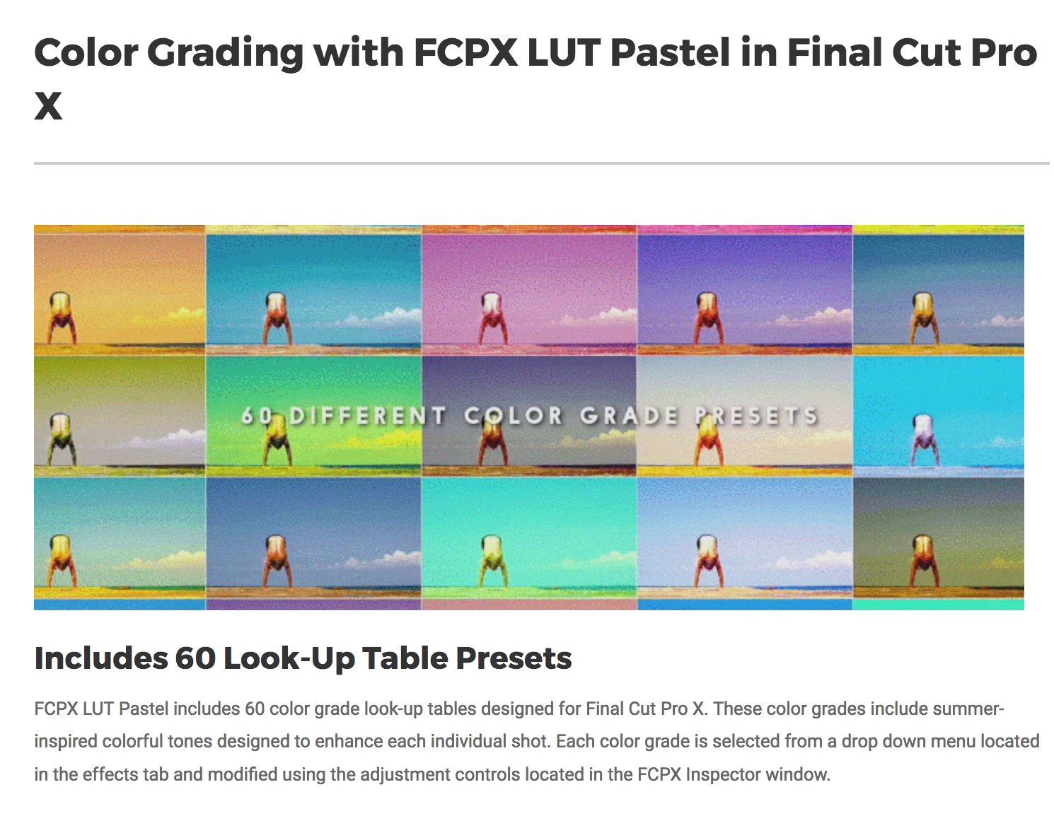 Final Cut Pro X Effects - FCPX LUT Pastel - Pixel Film