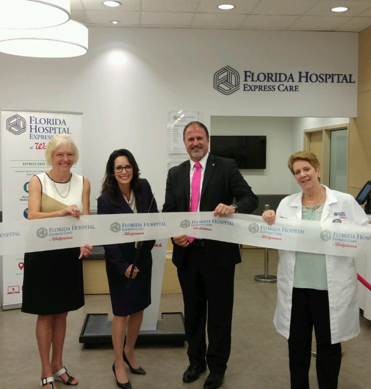 Dunedin Ribbon Cutting with Lynn Wargo, Dunedin Chamber of Commerce, Tricia Williams, President & CEO Florida Hospital North Pinellas, Chris Christopoulos, Walgreens & Suzanne DesRosiers, ARNP