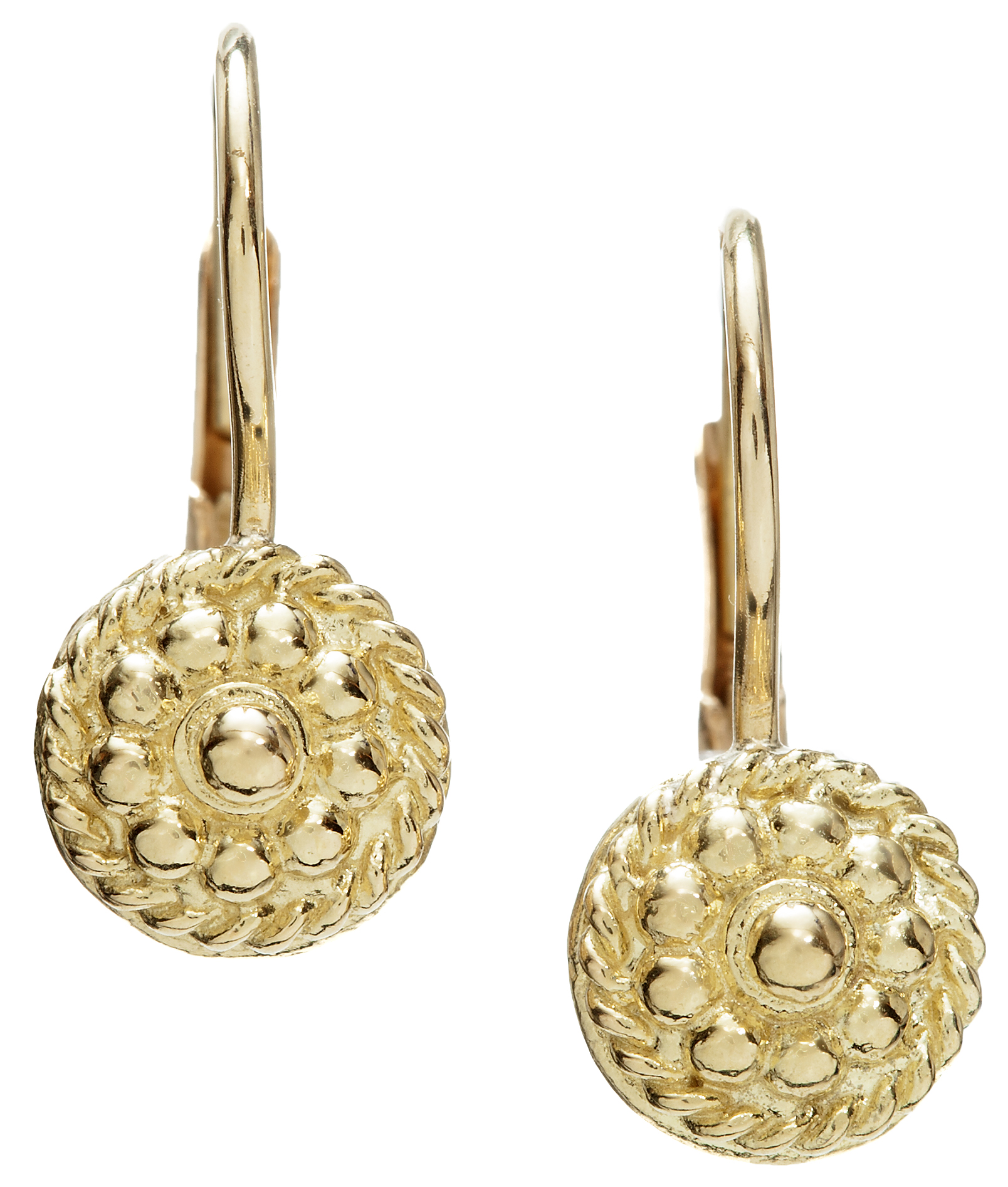 Yellow Gold Flowers Twist Lever Back Earrings by Christina Malle