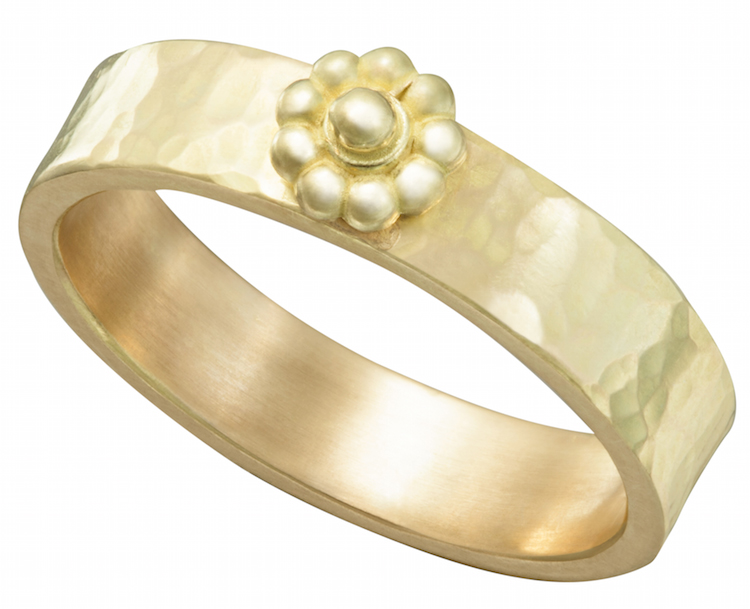 Yellow Gold Hammered Rosette Ring by Christina Malle