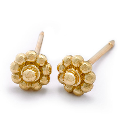 Yellow Gold Rosette Stud Earrings by Christina Malle