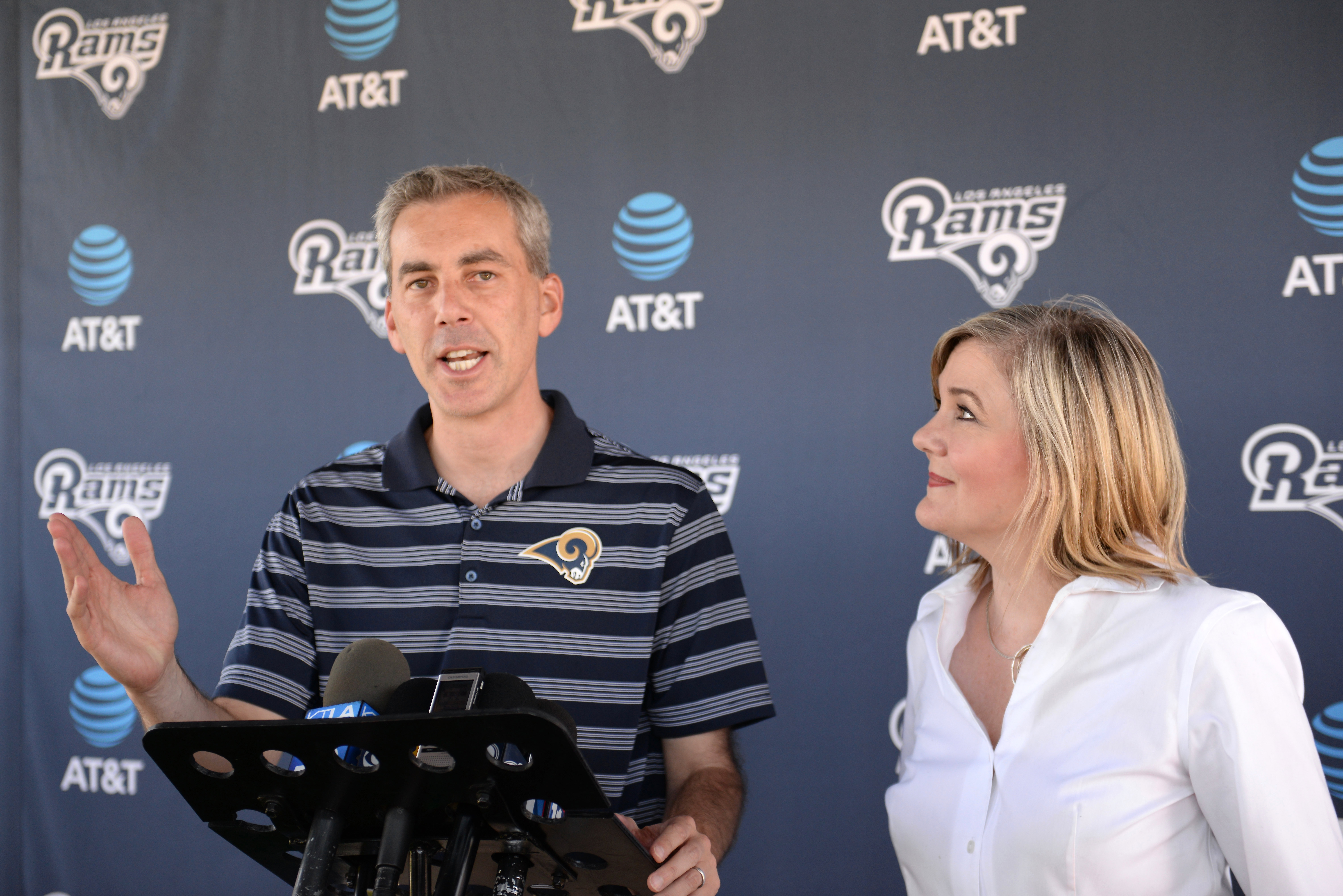 Kevin Demoff, COO of the Los Angeles Rams and United Way Campaign Chair, announces Rams commitment to use partnership with United Way to make positive changes in the L.A. community.