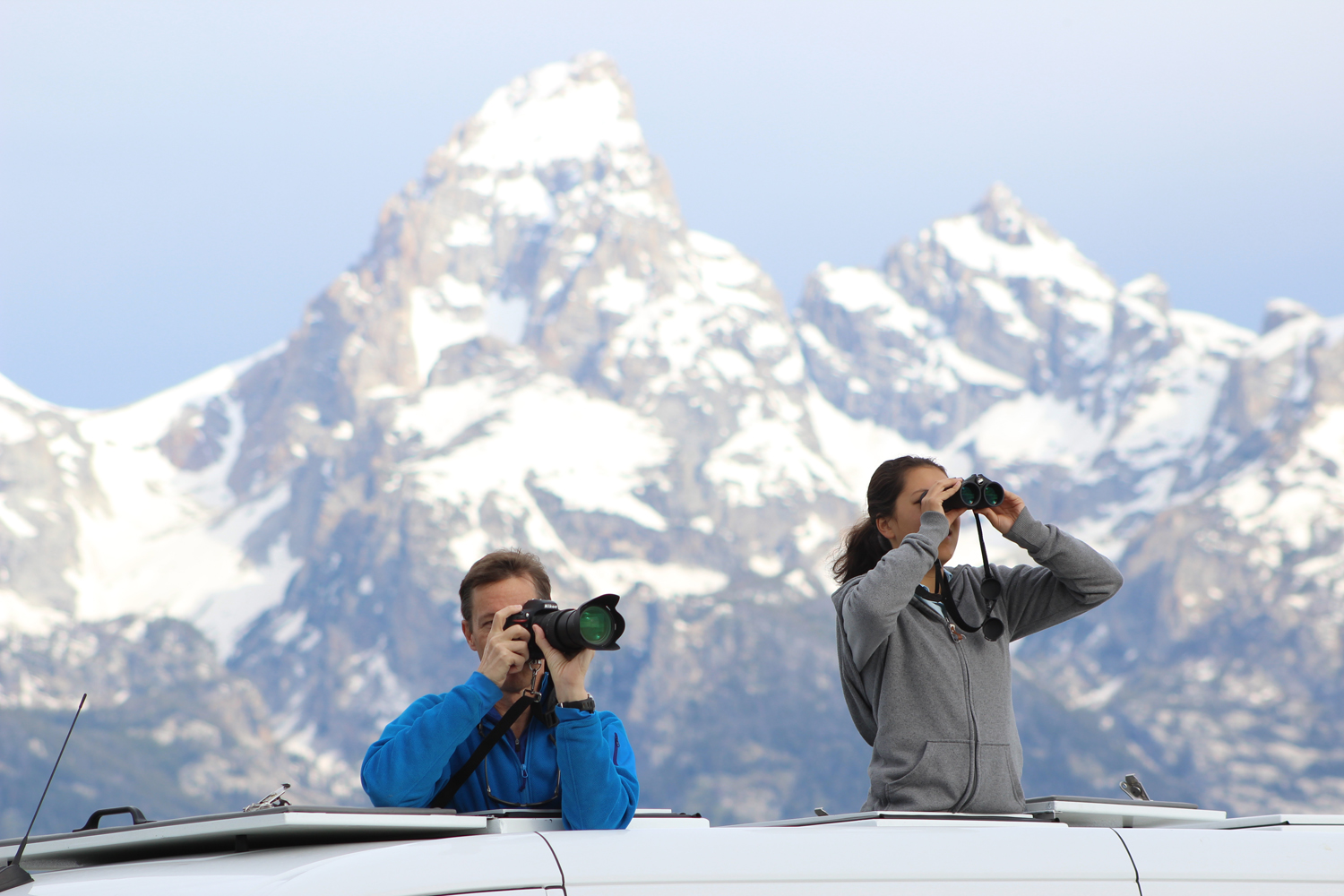 Wildlife Expeditions of Teton Science Schools custom safari vehicles feature roof hatches for excellent wildlife viewing and photography on the single- and multi-day trips.