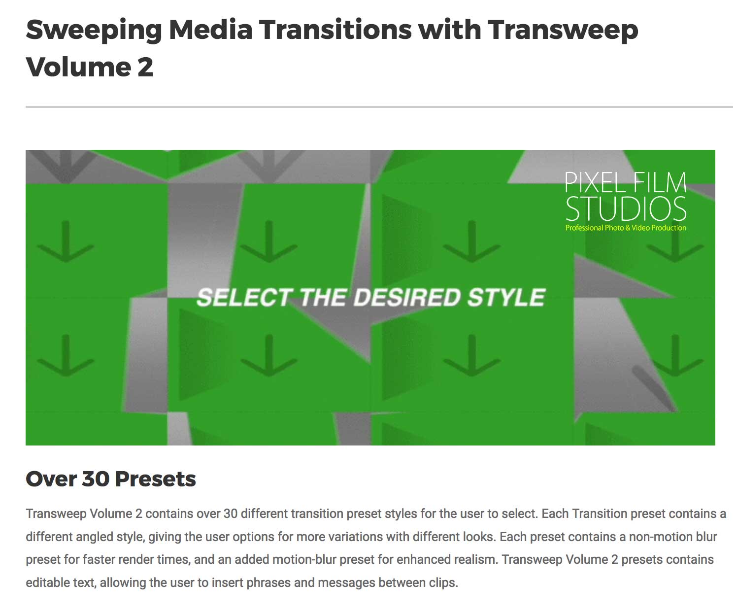 TranSweep Volume 2 - Pixel Film Effects - Final Cut Pro X Plugins