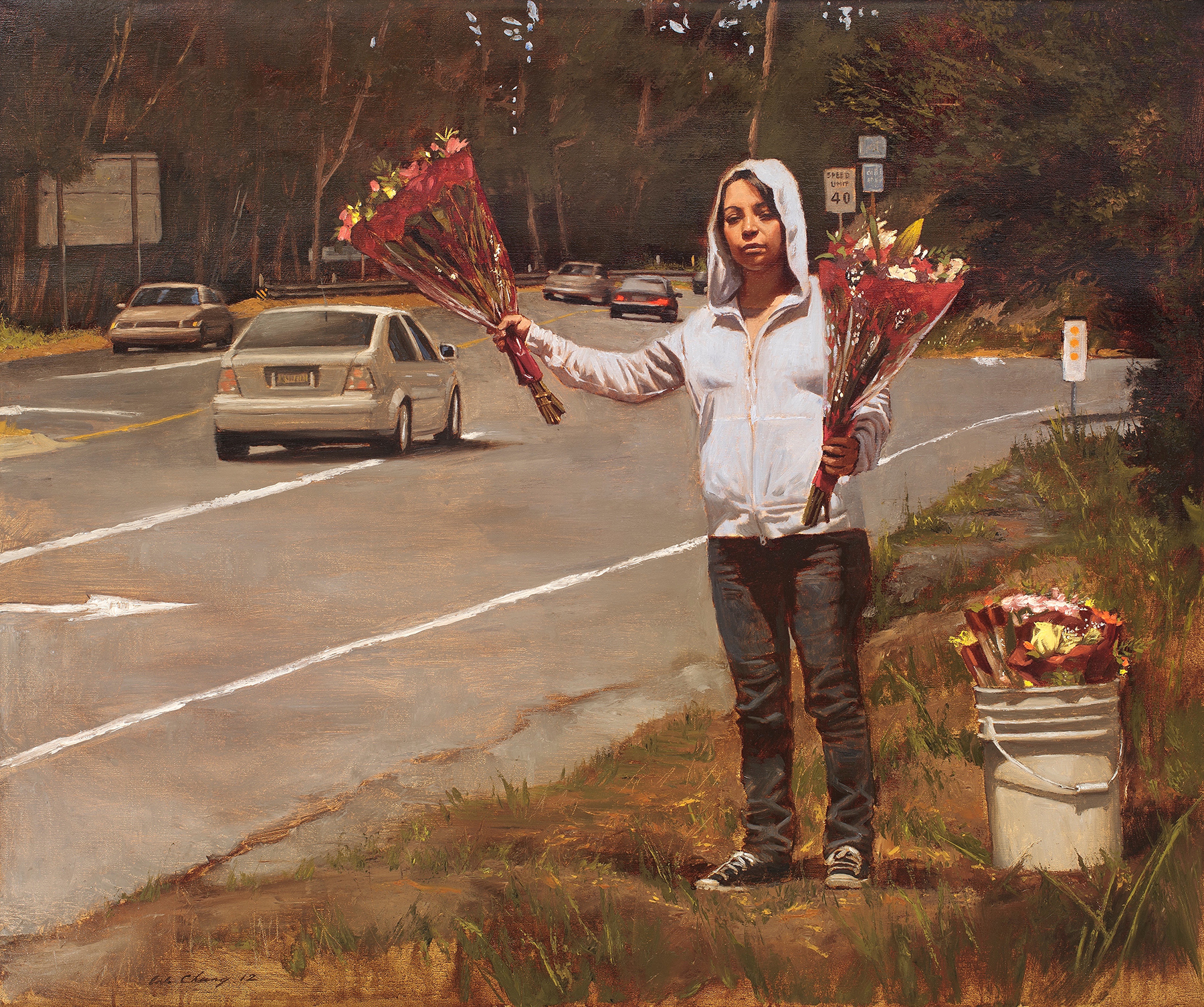 Warren Chang, Flower Girl, 2012, oil on canvas, 30 x 36 inches