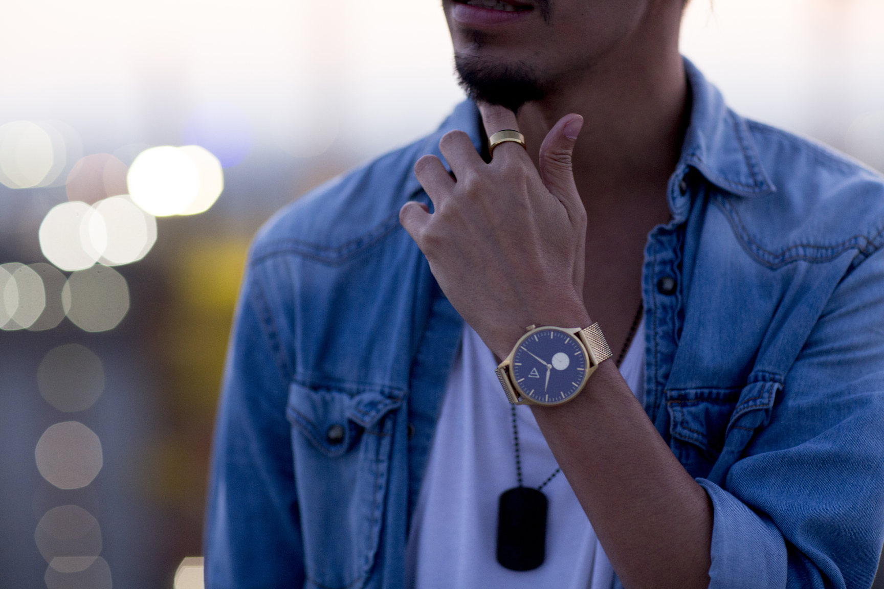 Helios 42 Timepiece in Gold Blue