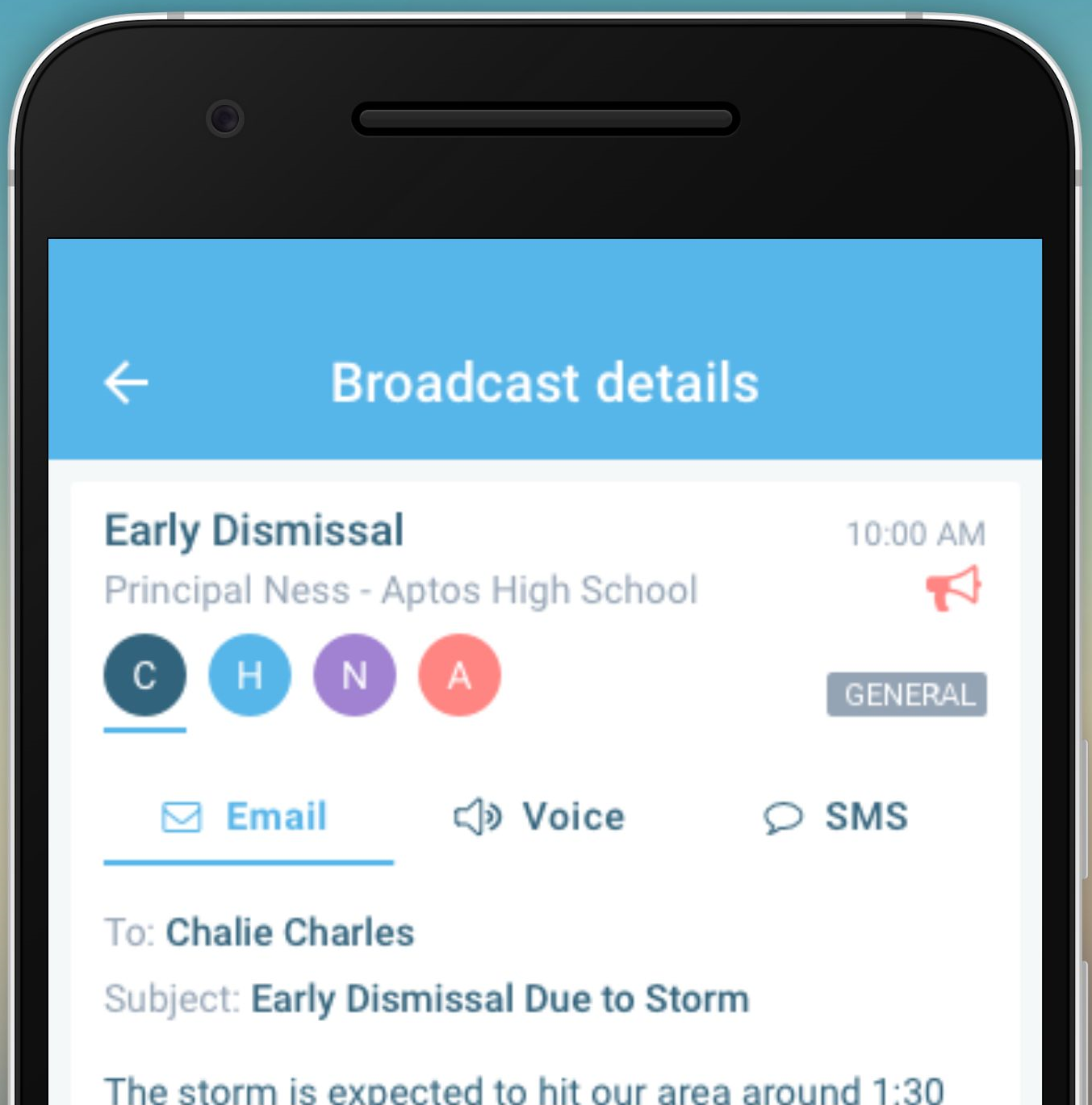 SchoolMessenger app broadcast